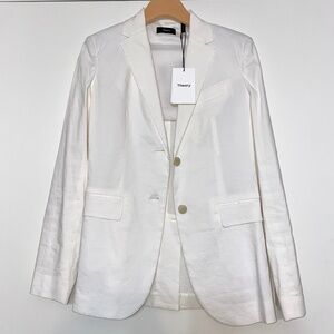 THEORY Classic Blazer Eco White Crunch Wash Size 0 NWT